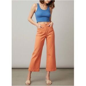 MAEVE x ANTHROPOLOGIE Colette Cropped Wide Leg Linen Pants, Orange, 34”